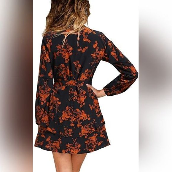 Long Sleeve Floral Print Dress- Size XL - Picture 2 of 8